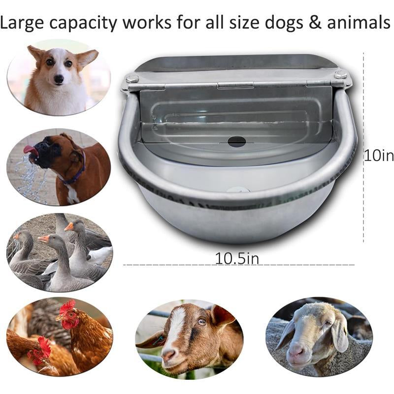 Automatic Dog Water Bowl Dispenser Large Size Pet Waterer Feeder Stainless-Steel Water Trough for Poultry and Small Livestock