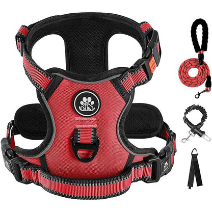 No-Pull Dog Vest with Leash, Reflective Anti-Choking Pet Vest, Adjustable Oxford Dog Vest with Easy-Control Handle for Small and Large Dogs