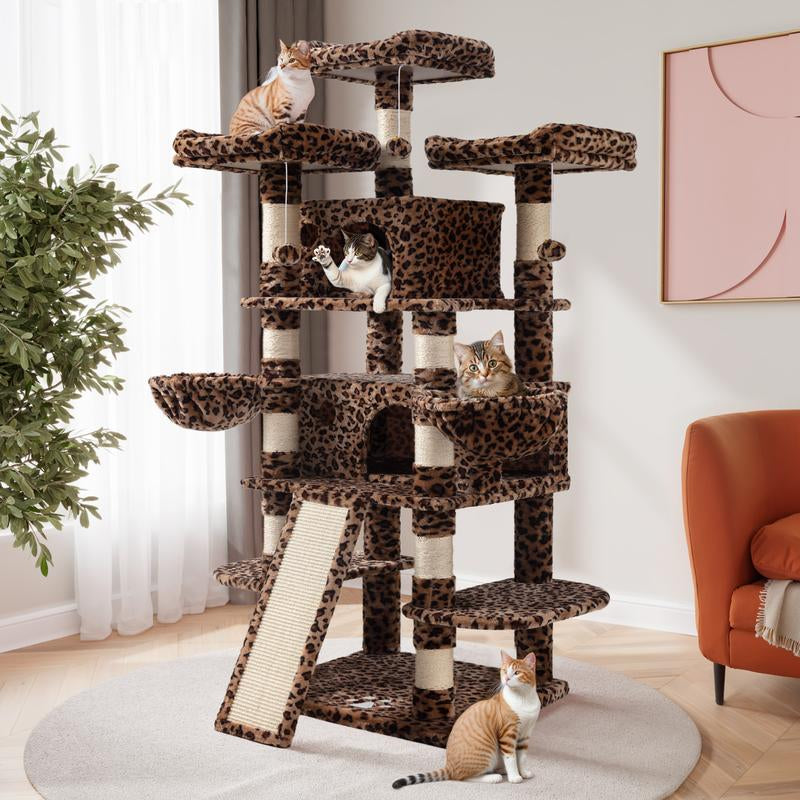 SHA CERLIN 68 Inches Multi-Level Large Cat Tree for Large Cats/Big Cat Tower with Cat Condo/Cozy Plush Cat Perches/Sisal Scratching Posts and Hammocks/Cat Activity Center#Tiktokshopbacktoschool