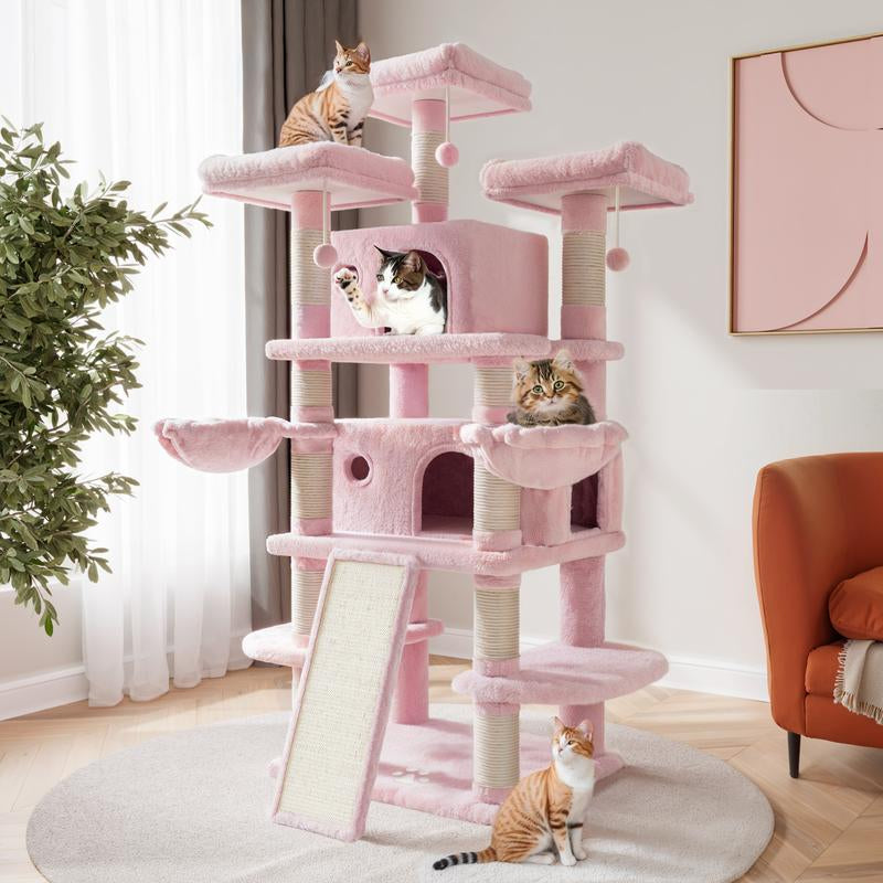 SHA CERLIN 68 Inches Multi-Level Large Cat Tree for Large Cats/Big Cat Tower with Cat Condo/Cozy Plush Cat Perches/Sisal Scratching Posts and Hammocks/Cat Activity Center#Tiktokshopbacktoschool