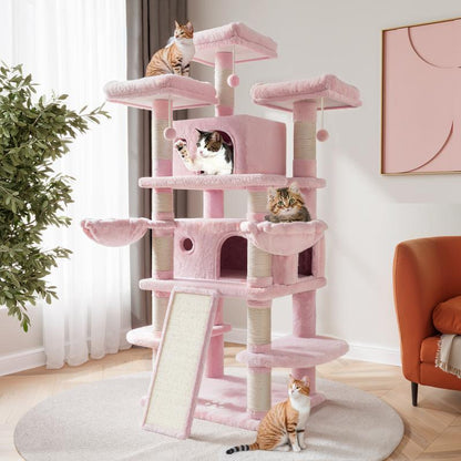 SHA CERLIN 68 Inches Multi-Level Large Cat Tree for Large Cats/Big Cat Tower with Cat Condo/Cozy Plush Cat Perches/Sisal Scratching Posts and Hammocks/Cat Activity Center#Tiktokshopbacktoschool