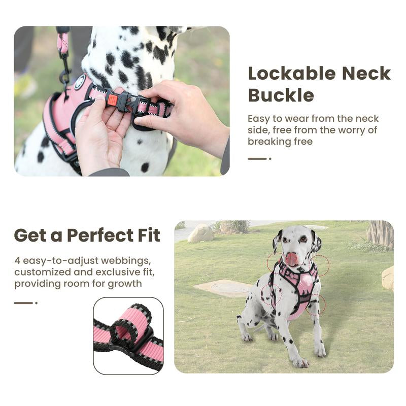 No-Pull Dog Vest with Leash, Reflective Anti-Choking Pet Vest, Adjustable Oxford Dog Vest with Easy-Control Handle for Small and Large Dogs
