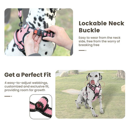 No-Pull Dog Vest with Leash, Reflective Anti-Choking Pet Vest, Adjustable Oxford Dog Vest with Easy-Control Handle for Small and Large Dogs