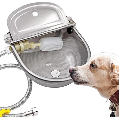 Automatic Dog Water Bowl Dispenser Large Size Pet Waterer Feeder Stainless-Steel Water Trough for Poultry and Small Livestock