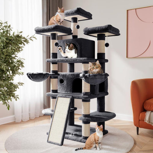 SHA CERLIN 68 Inches Multi-Level Large Cat Tree for Large Cats/Big Cat Tower with Cat Condo/Cozy Plush Cat Perches/Sisal Scratching Posts and Hammocks/Cat Activity Center#Tiktokshopbacktoschool