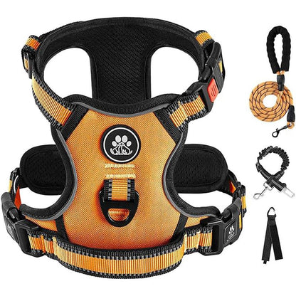 No-Pull Dog Vest with Leash, Reflective Anti-Choking Pet Vest, Adjustable Oxford Dog Vest with Easy-Control Handle for Small and Large Dogs